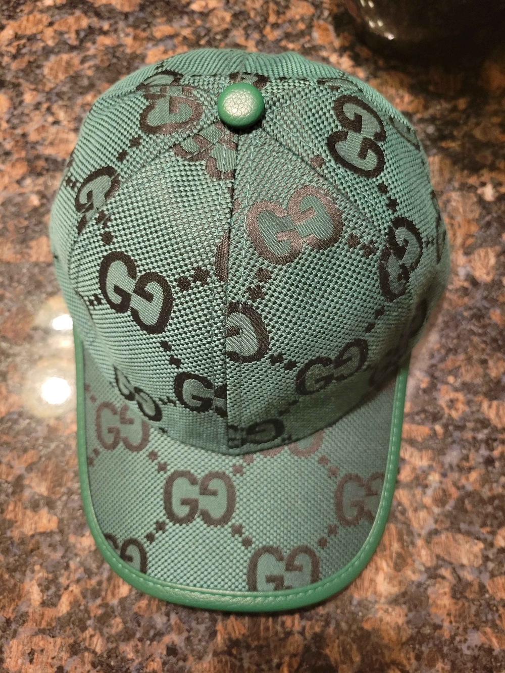 Gucci Green Jumbo Monogram Baseball Cap - Picture 5 of 12
